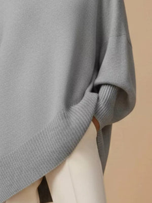 Navy pullover sweater with stretchy and dolman sleeve