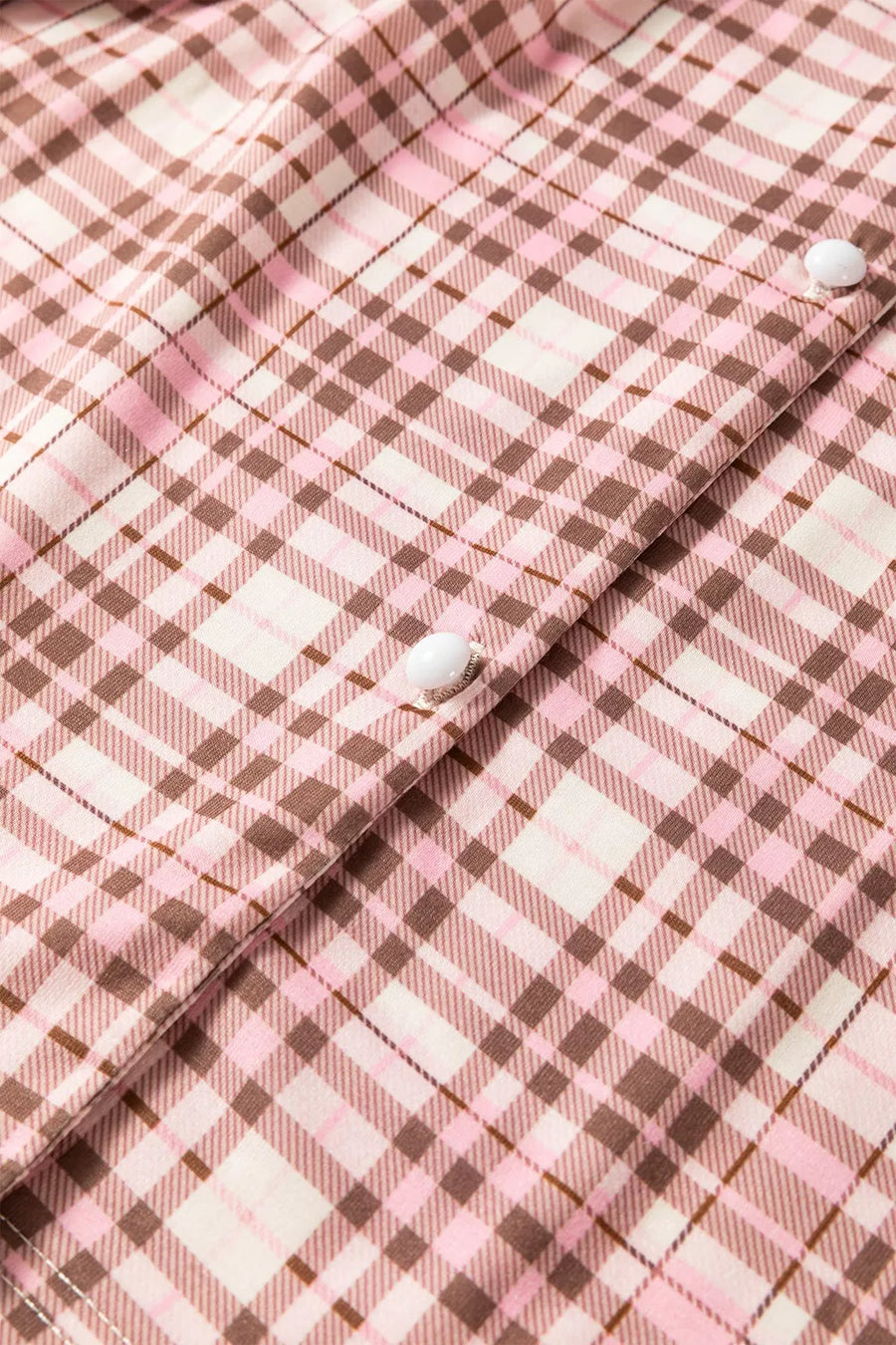 pajama set featuring plaid in Dusty Pink with 95% polyester, 5% elastane Care instructions: Machine wash cold texture