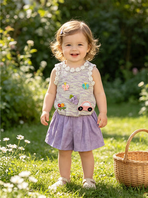 Children's Flower Sleeveless Top And Shorts Set option 8