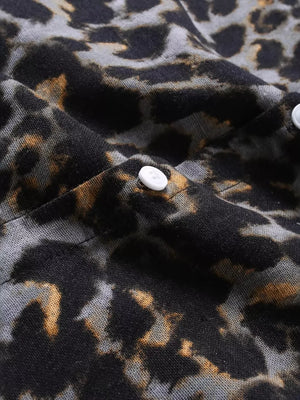 Leopard button-down shirt with hip-length and button-front