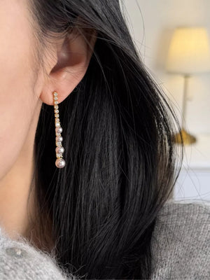 Synthetic Pearl,925 silver needle,Zircon Care instructions: Avoid wearing during earrings in clear with drop silhouette