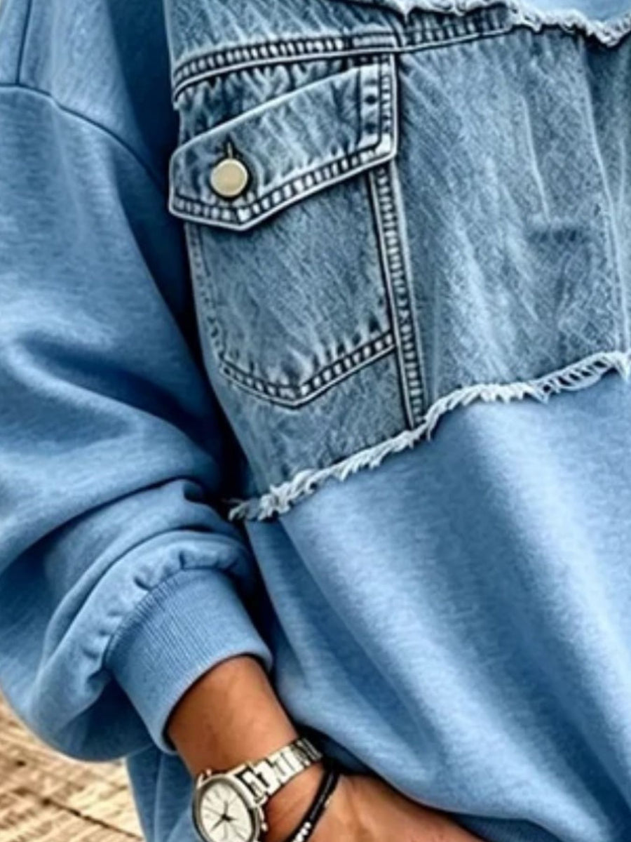 sweatshirt featuring color-block in light grey with 100% polyester Care instructions: Machine wash cold texture