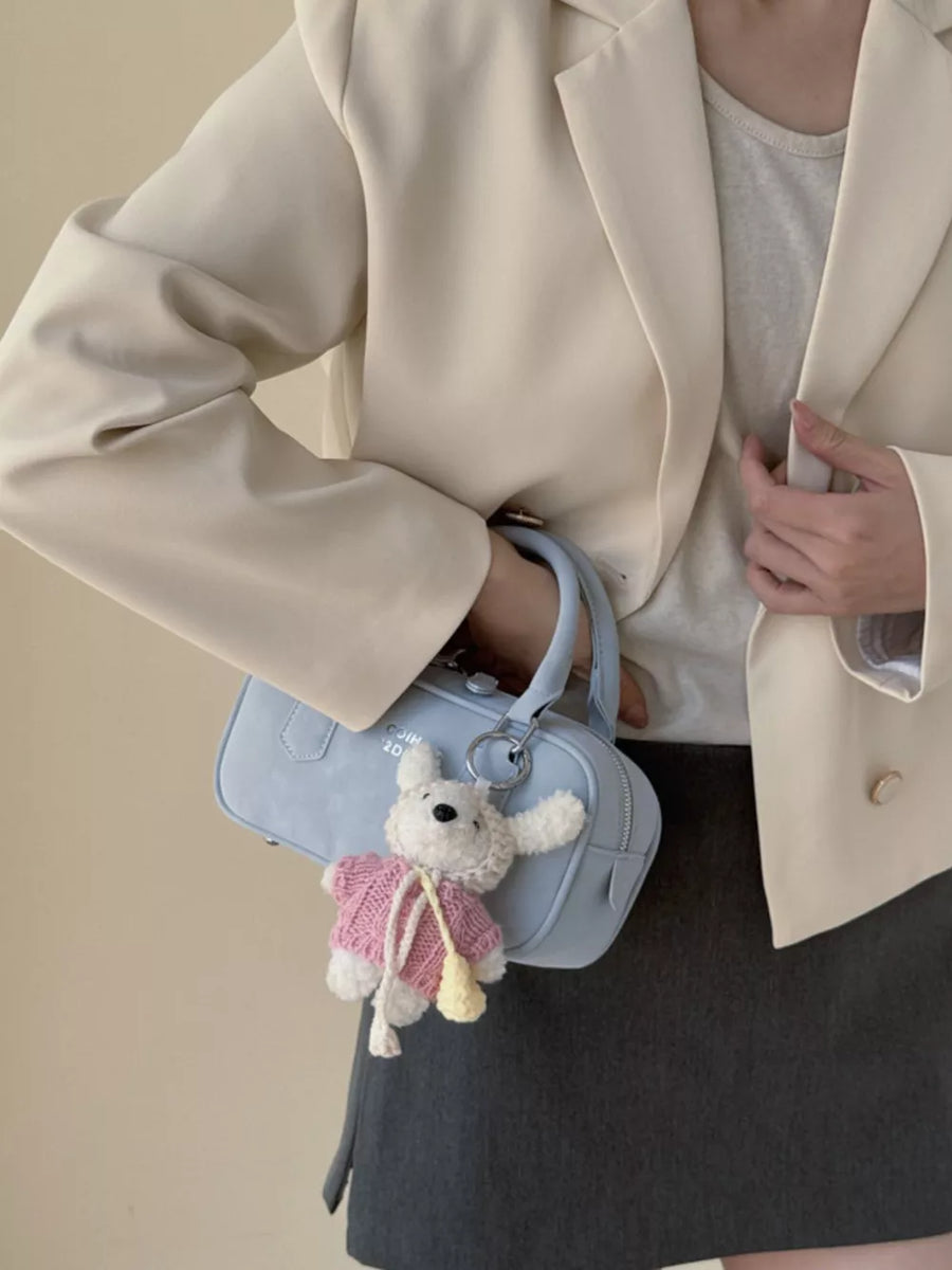 Blue Top Handle Barrel Handbag