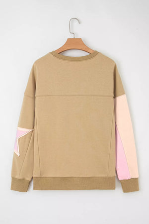 blush pink sweatshirt with pullover and star