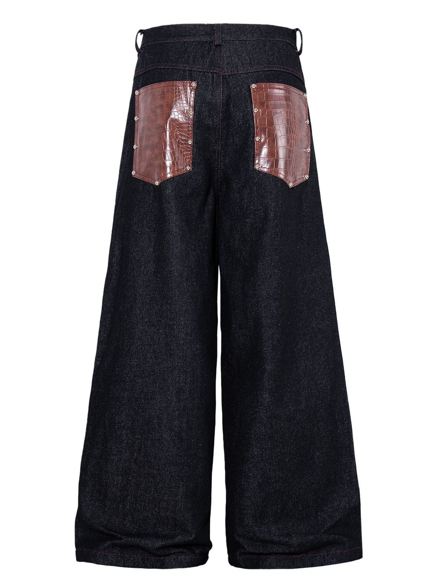 100% polyester Care instructions: Machine wash cold jeans in Black with wide-leg silhouette