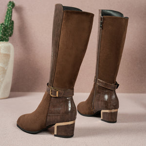 black boots with zip-front and crocodile-print