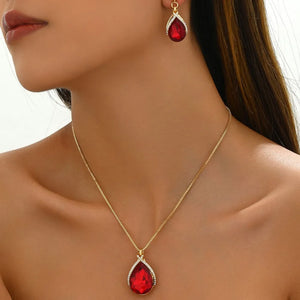18K Gold-Plated,Stainless Steel,Rhinestone Care instructions: Avoid wearing duri jewelry set in ruby red with straight