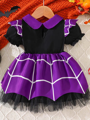 dress featuring spiderweb in Purple with 65% cotton, 35% polyester Care instructions: Machine wash cold texture