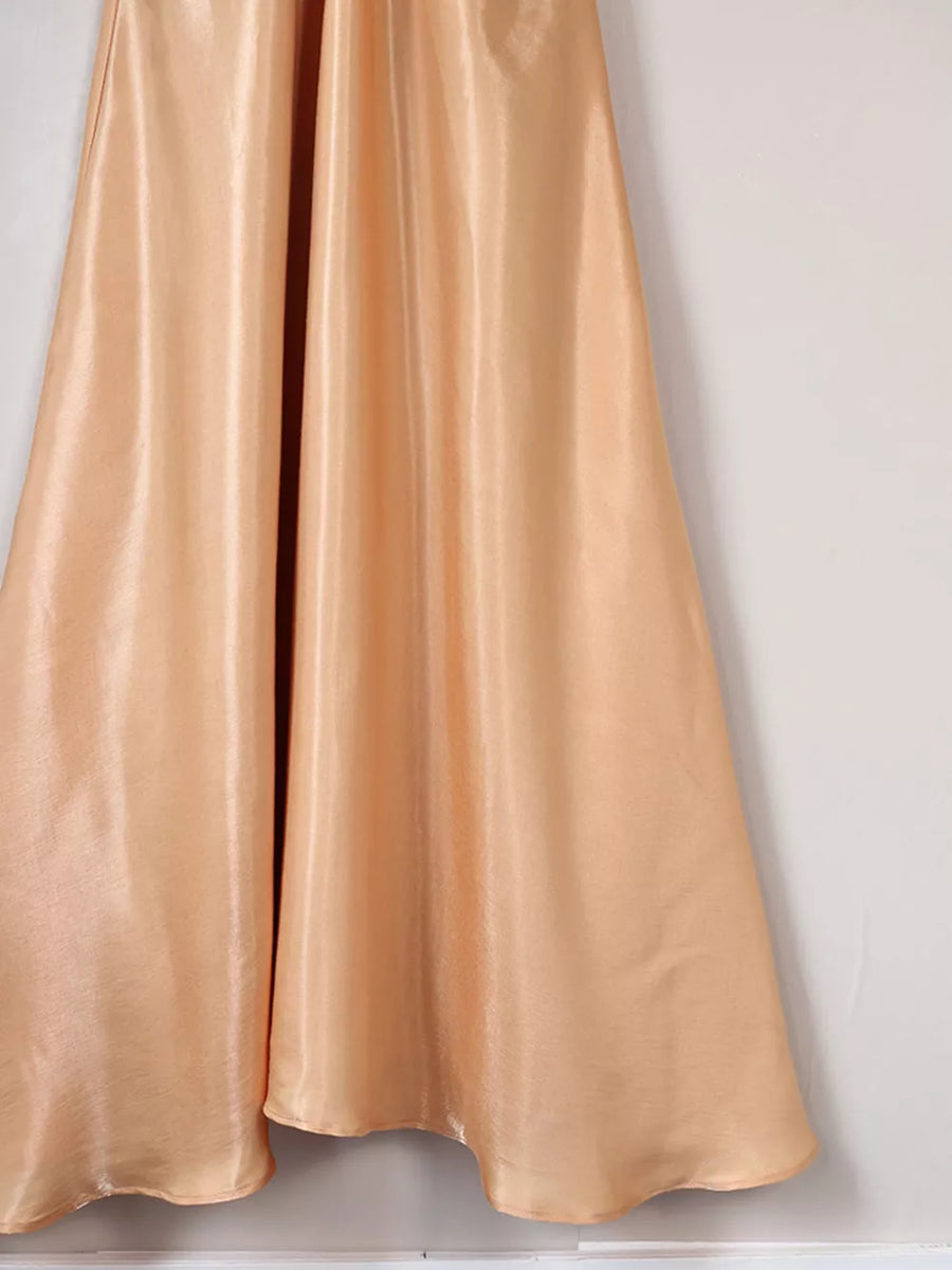 maxi dress in Khaki with o-ring detail and maxi
