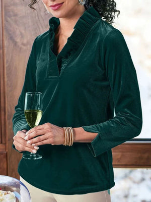 romantic blouse in Blue with v-neck