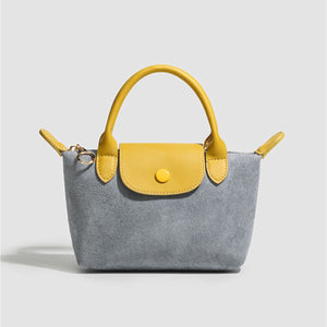Stylish Two-Tone Suede Crossbody Bag in camel with two-tone
