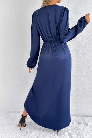 midi dress in Moss with split and midi