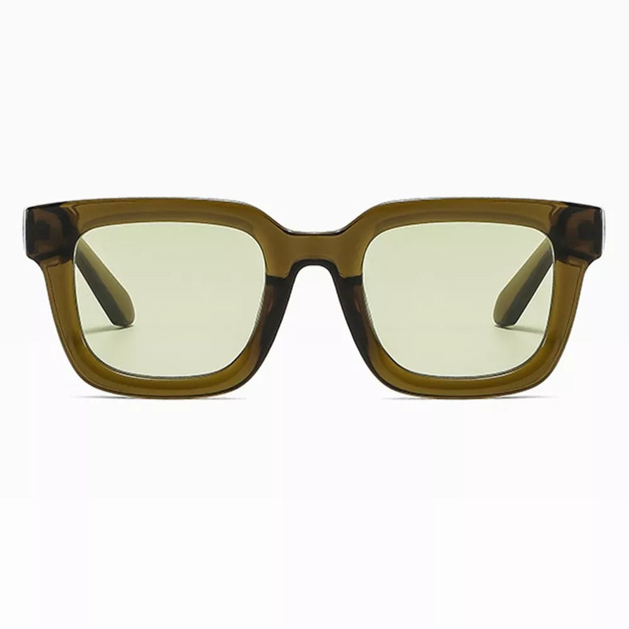 modern sunglasses in olive green with N/A