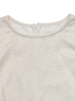 Light heathered crew neck top with back zipper