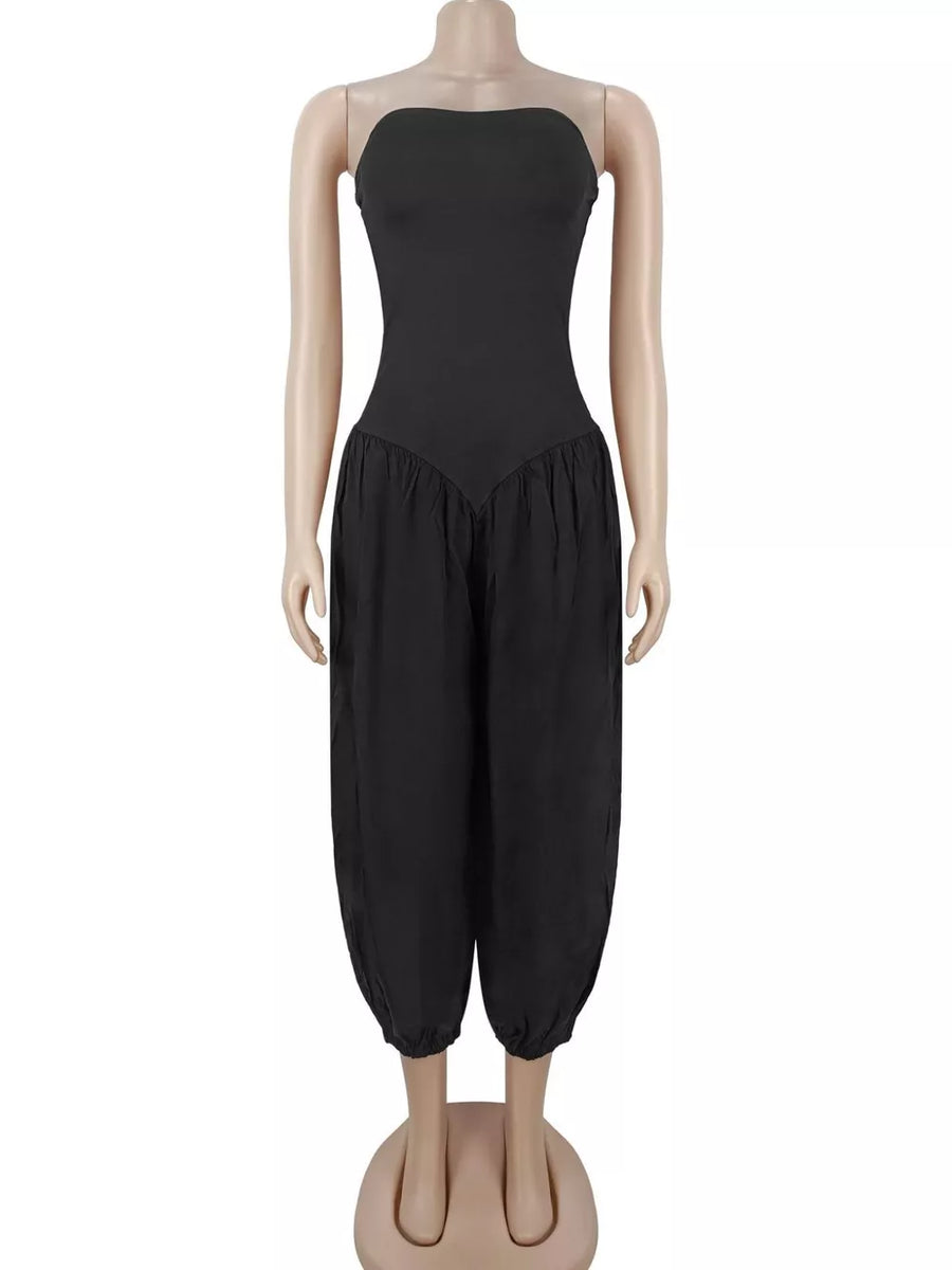 jumpsuit in Blush Pink with ruched and full-length