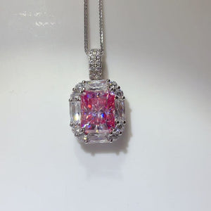 5 Carat 925 Sterling Silver Geometric Necklace in Silver with moissanite
