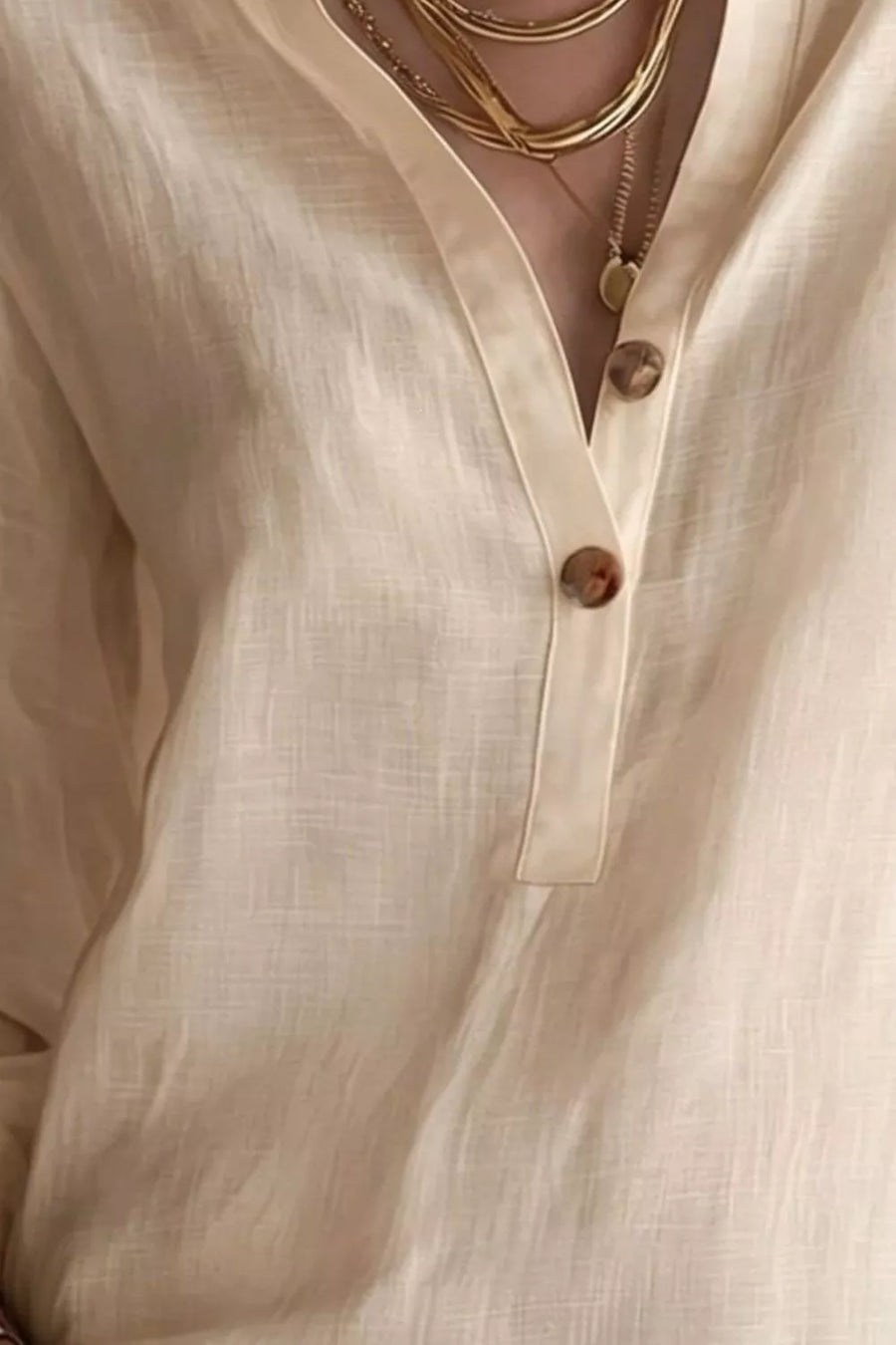 Blush Pink relaxed blouse with mandarin collar