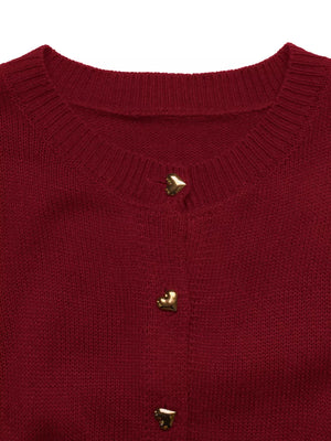burgundy regular cardigan with round neck