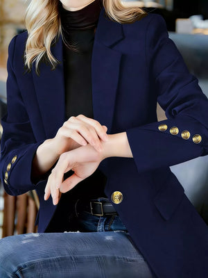 blazer in Apricot with plus-size and hip-length