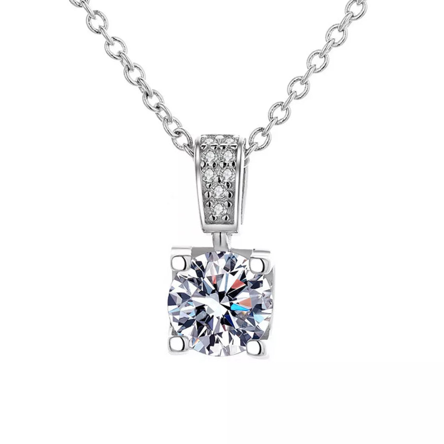 necklace in clear with moissanite stone and 15.7 inches