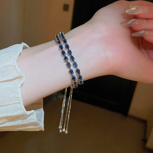 Platinum-plated, Alloy, Copper, Zircon Care instructions: Avoid wearing during e bracelet in Royal Blue with fitted