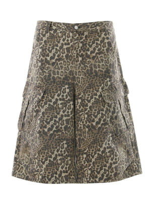 capris in tan featuring pocketed and wide-leg fit