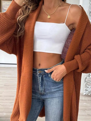 100% polyester Care instructions: Machine wash cold cardigan in Caramel with relaxed silhouette