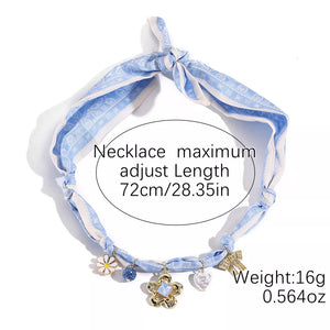 Light Blue necklace with choker and tie