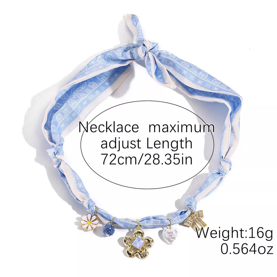 Light Blue necklace with choker and tie