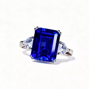 ring featuring geometric in Royal Blue with 925 sterling silver,Cultivating royal sapphire Care instructions: Avoid wearing