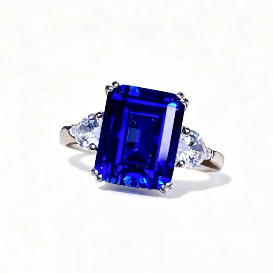 ring featuring geometric in Royal Blue with 925 sterling silver,Cultivating royal sapphire Care instructions: Avoid wearing