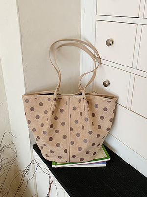tote featuring polka-dot in black with Suede Imported Size & texture
