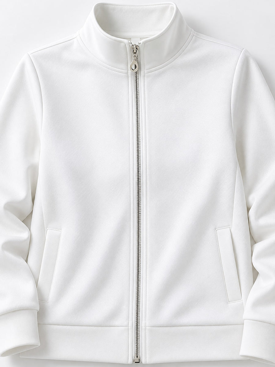 Apricot sweatshirt with hip-length and zip-front