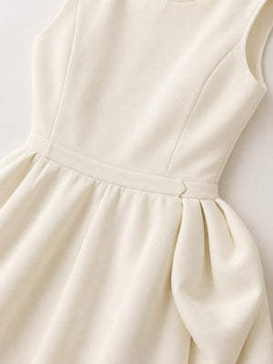 classic A-line dress in cream with round neck