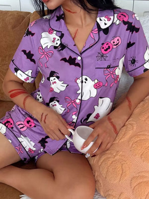 pajama set in Yellow with buttoned and hip-length