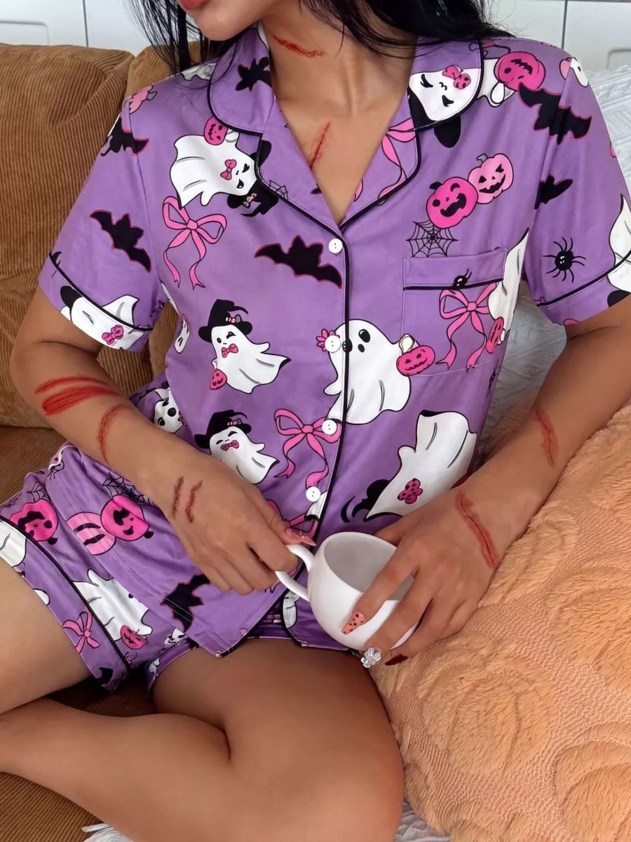 pajama set in Yellow with buttoned and hip-length