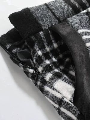 midi skirt in Black with plaid and pocketed