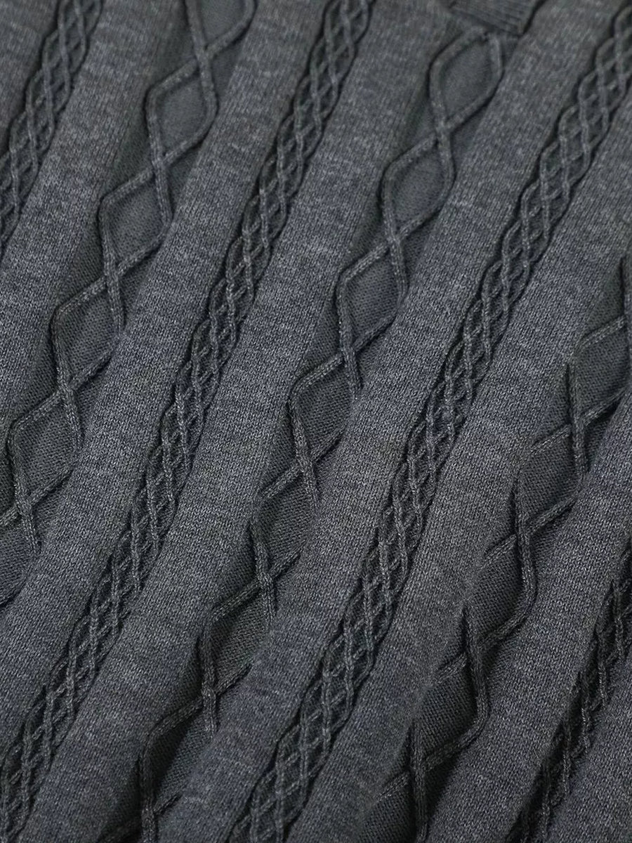 Dark Gray with Men's Cable Knit Short Sleeve Top
