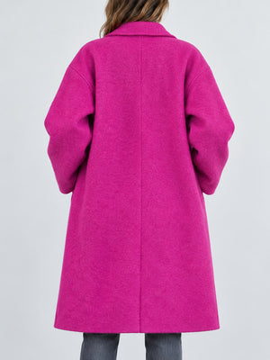 Polyester 100% Care instructions: Hand wash or professionally dry clean overcoat in Hot Pink with oversized silhouette