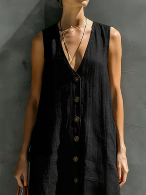 Black maxi dress with maxi and button-front