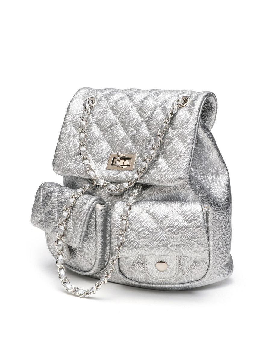 backpack in black with quilted and quilted