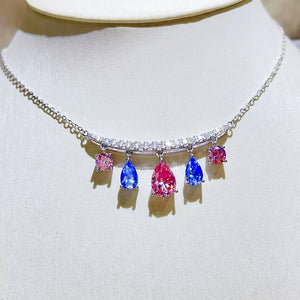 925 sterling silver,Moissanite Carat weight: 6ct Care instructions: Avoid wearin necklace in blue with straight silhouette