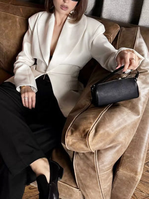 classic blazer in White with notch lapel