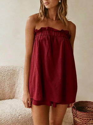 Full Size Strapless Top & High-waisted Skirt Set, view 20