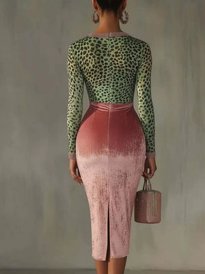 Sage midi dress with midi and pullover
