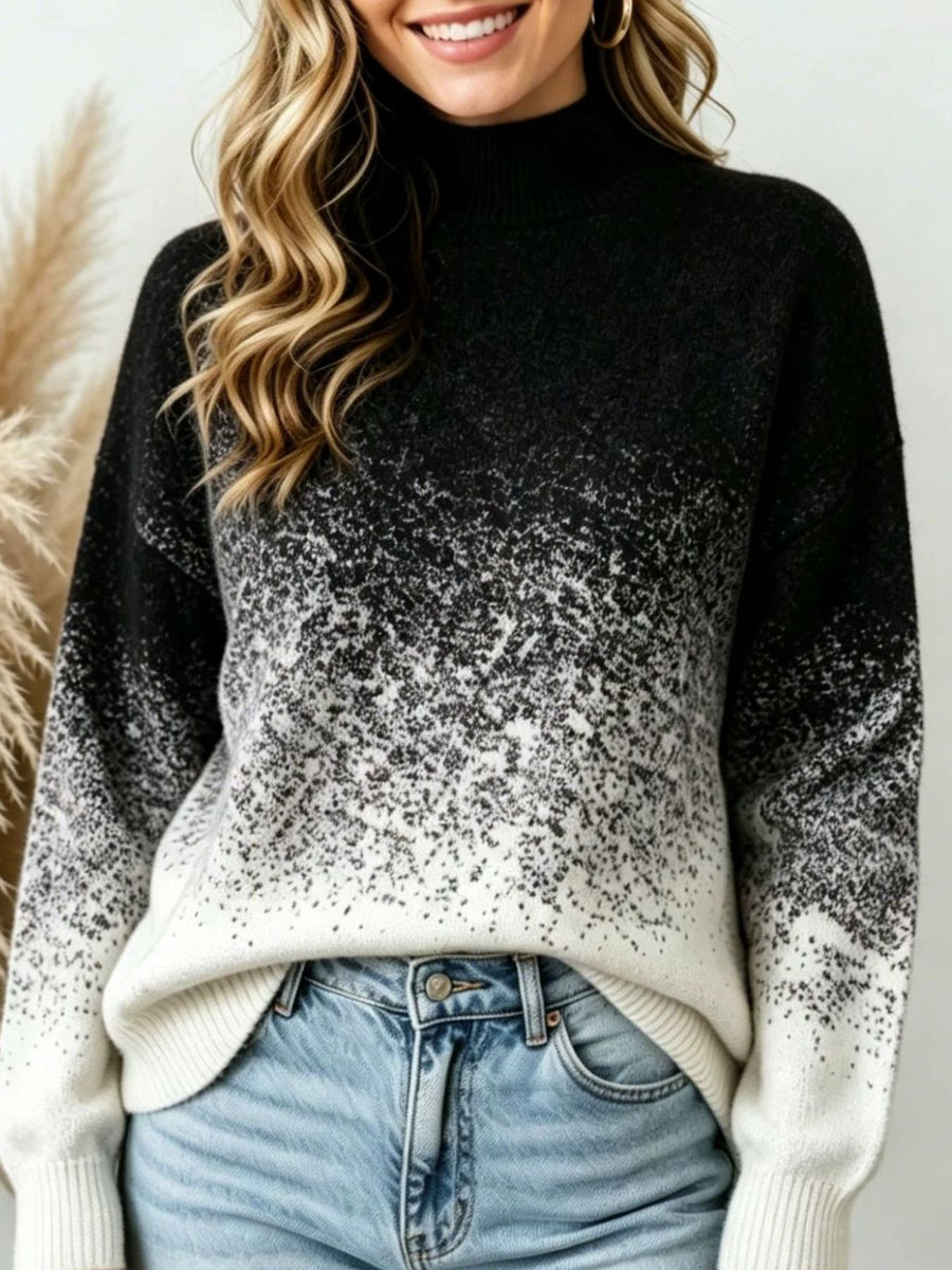 black turtleneck sweater with ombre and turtleneck