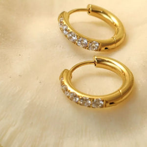 gold earrings with mini and hinged clasp