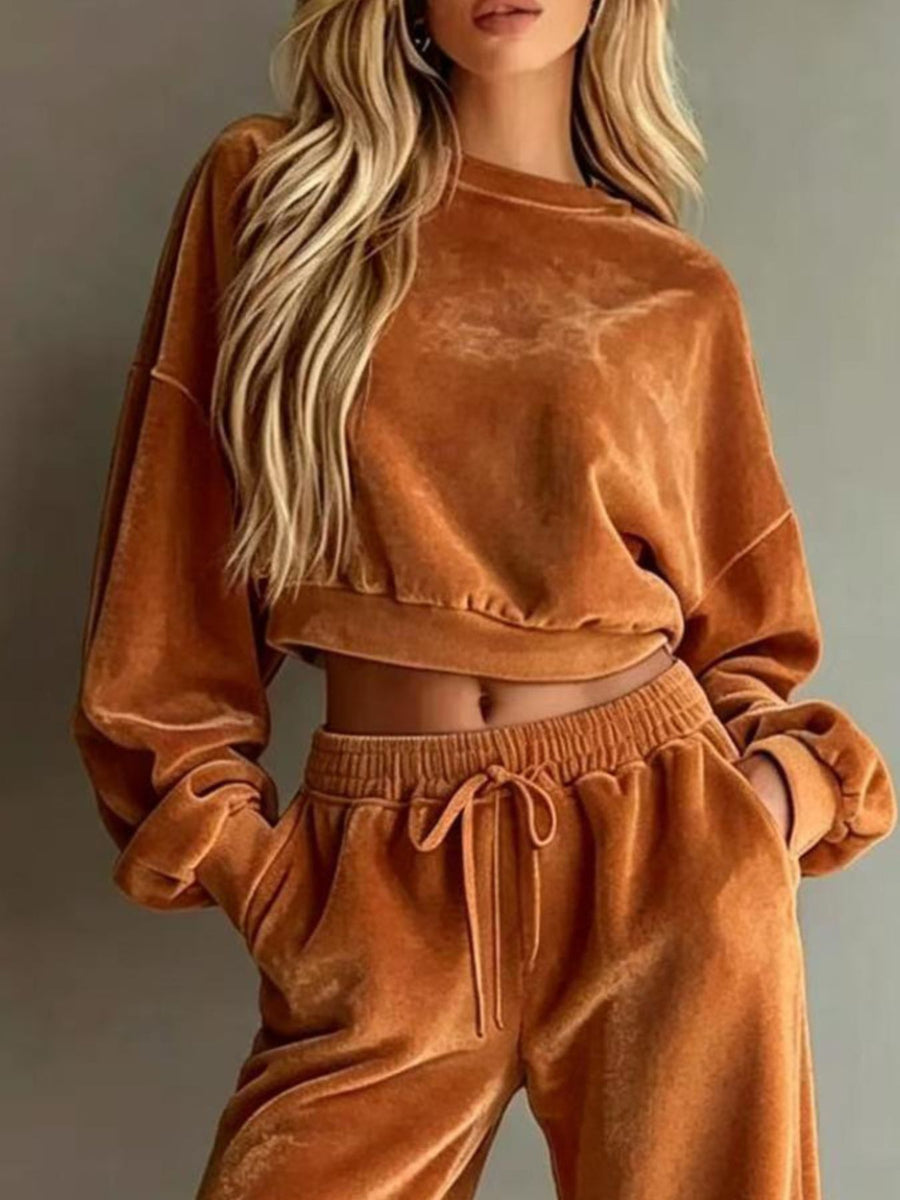 ivory relaxed lounge set with crew neck
