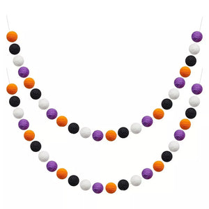 garland in purple with color-block and felt balls