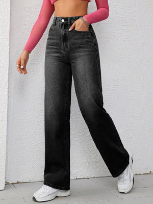 streetwear wide-leg jeans in Deep Blue with null